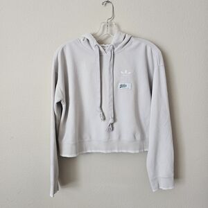 adidas Women's Pale Gray Cropped Hoodie with Logo Patch